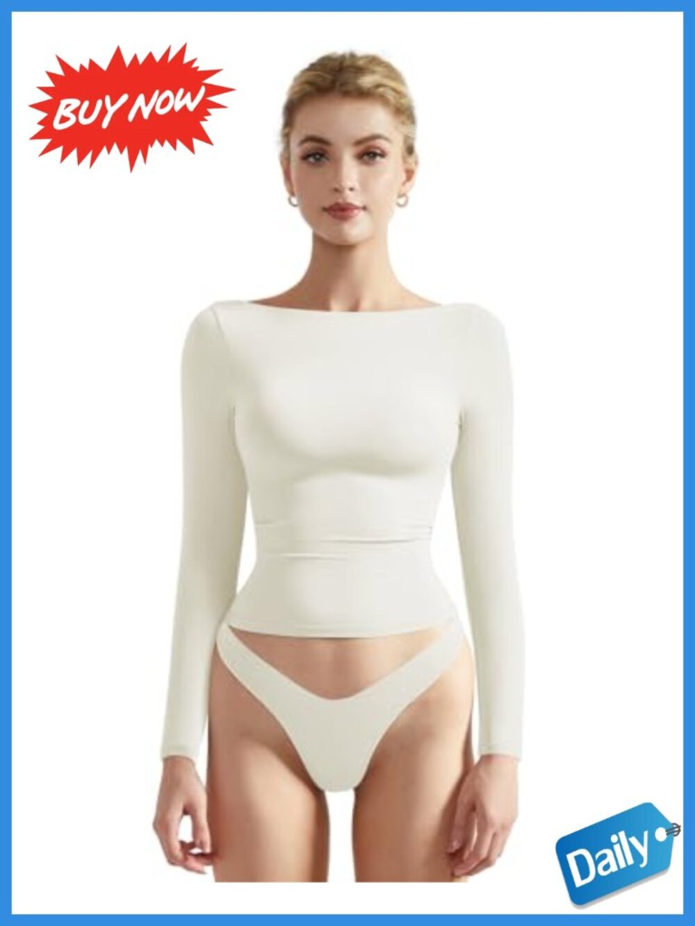 Long Sleeve Double Lined Crew Neck Fitted Crop Top Buttery Soft Stretch